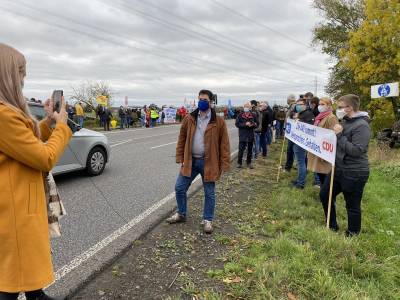 Zusammen mit dem CDU Landratskandidaten Michael Schr auf der Demonstration PRO A49 in Borken.